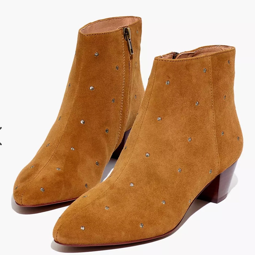 Madewell The Bea Brown Suede Boots in Embroidered Camel size 6